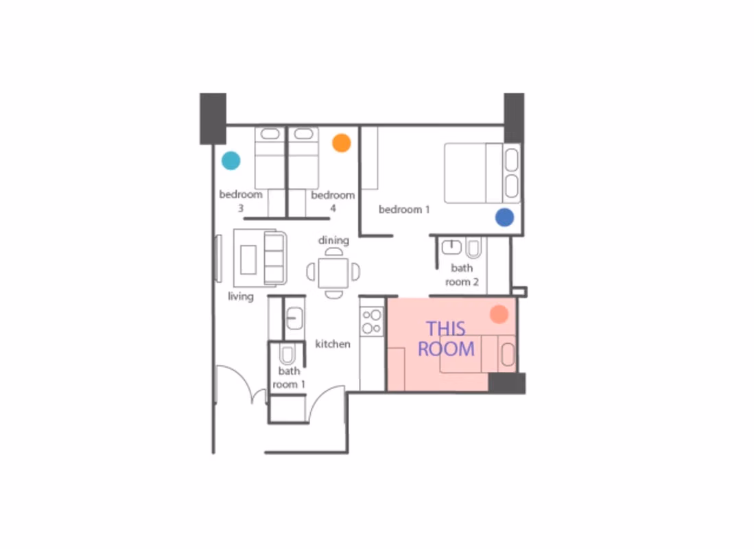 Lucky Plaza Apartment, Orchard - Singapore, Singapore - Standard Room - Bedroom 2 - Floor Plan
