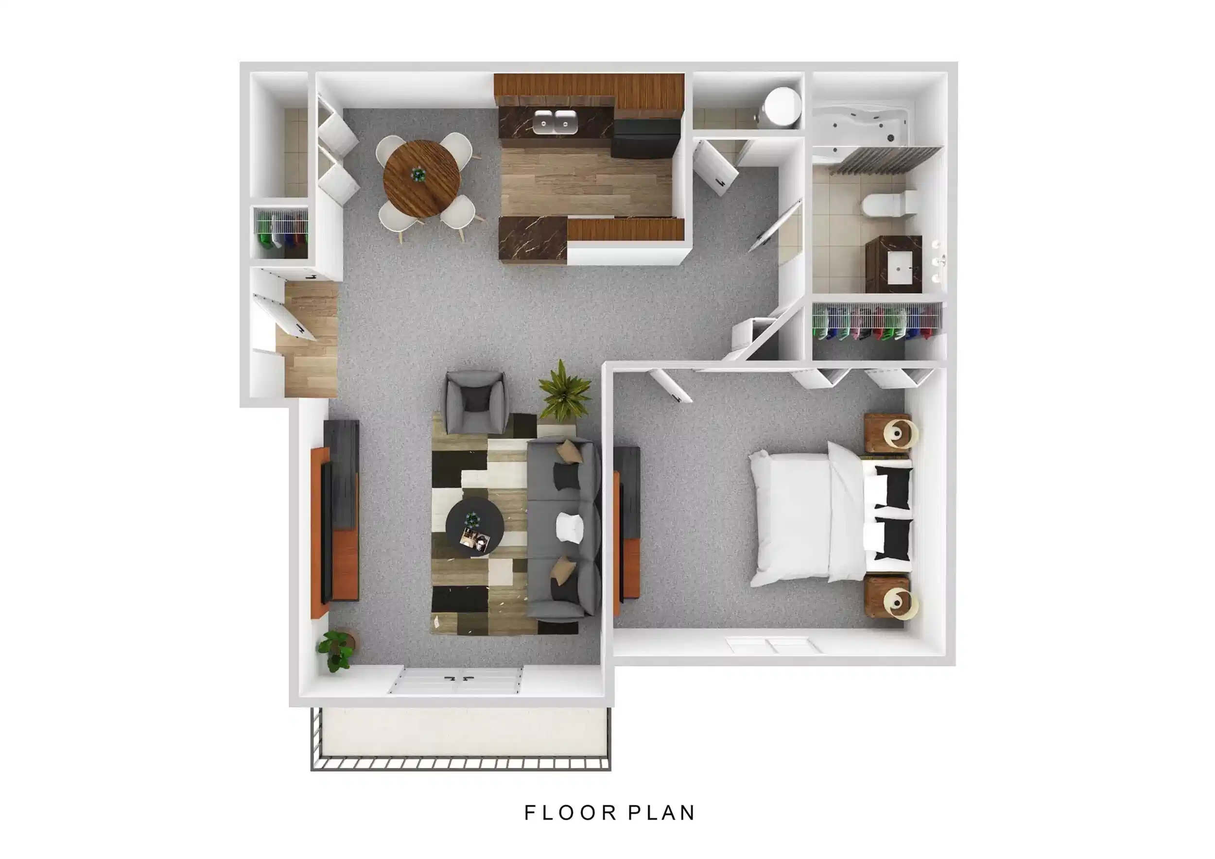 Residences at Central Park, Gahanna - Obetz, Ohio, United States - Room in 1 Bedroom 1 Bathroom | Foxfire with Balcony/Patio - Floor Plan