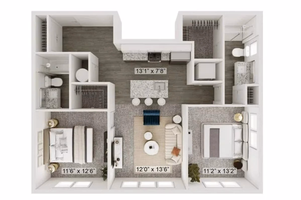 The Kingston, Upper Arlington - Columbus, Ohio, United States - 2 Bed 2 Bath | The Scioto - Floor Plan