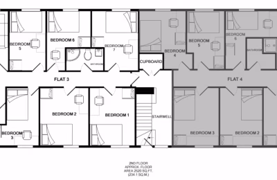 Room in a 7 Bedroom Apartment, 42 Bankfield Road, Huddersfield HD1 3HR (Flat 3) - Huddersfield, England, United Kingdom - Floor Plan