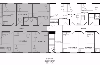 Room in a 6 Bedroom Apartment, 42 Bankfield Road, Huddersfield HD1 3HR (Flat 6) - Huddersfield, England, United Kingdom - Floor Plan